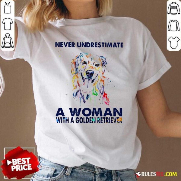 Never Underestimate A Woman With A Golden Retriever Ladies V-neck - Design By Rulestee.com