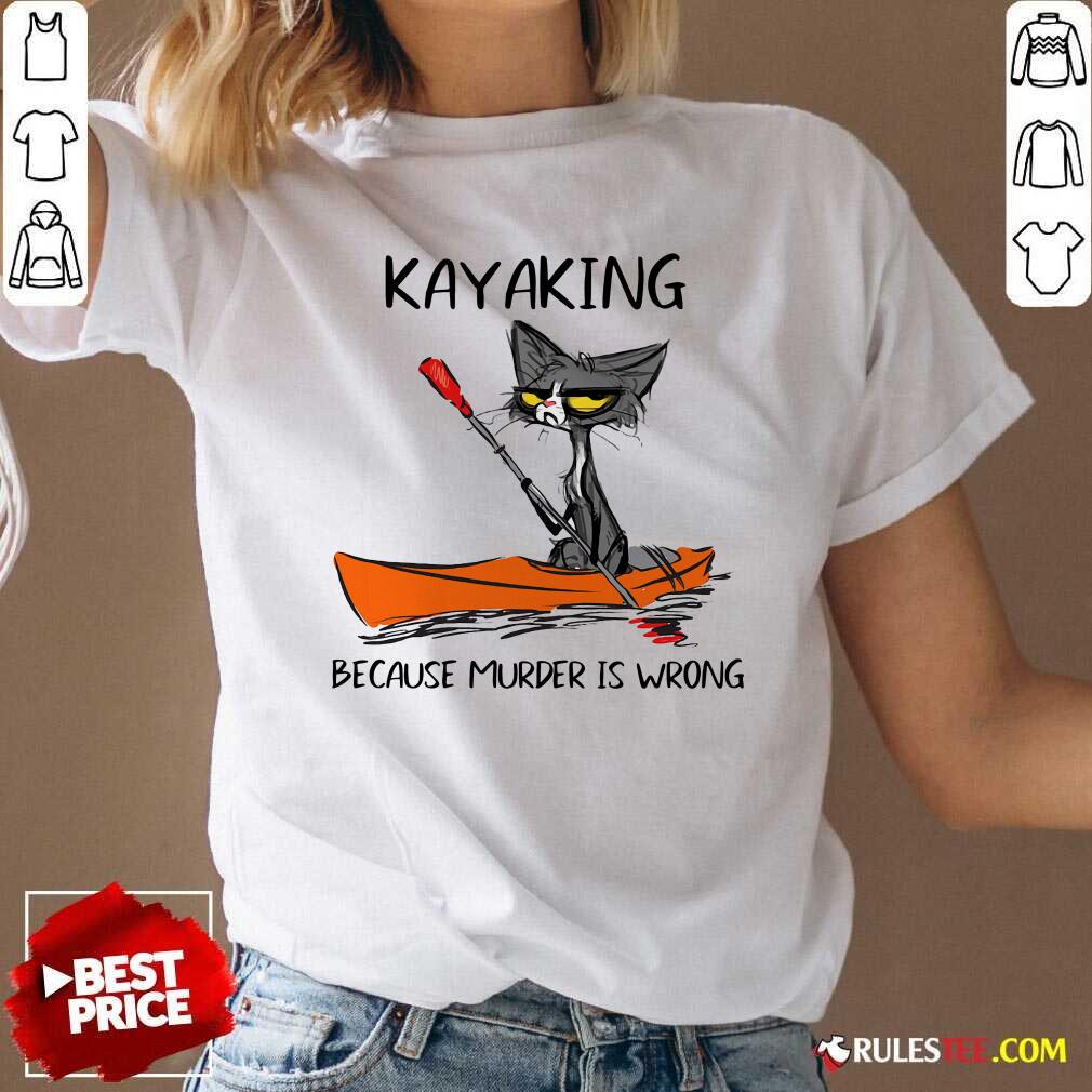 Black Cat Kayaking Because Murder Is Wrong V-neck - Design By Rulestee.com