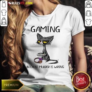 Terrific Black Cat Gaming Murder Wrong Ladies Tee