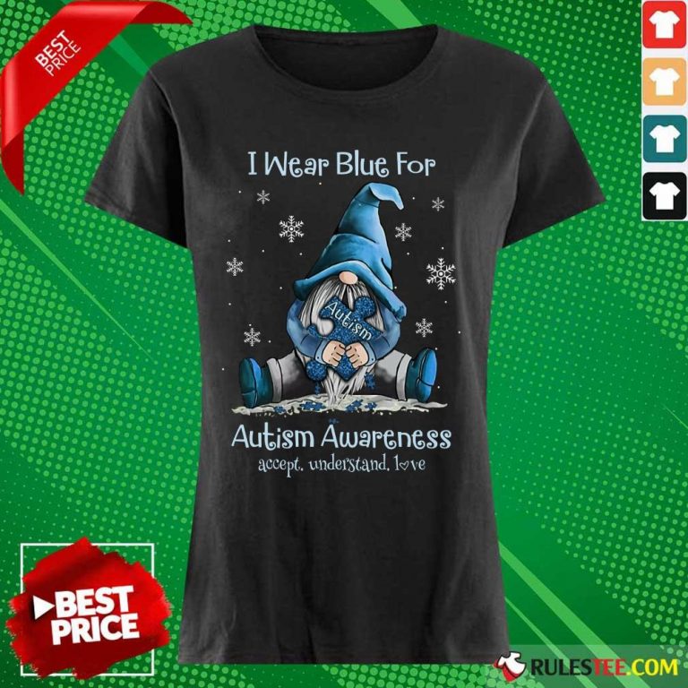 Top I Wear Blue For Autism Awareness Ladies Tee
