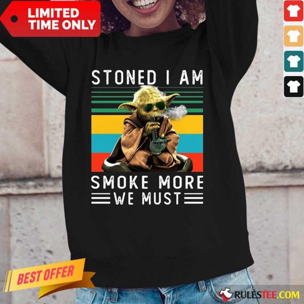 Baby Yoda Stoned I Am Smoke More We Must Vintage Long-Sleeved