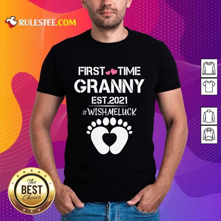 Nice Baby Foots First Time Grandma Est 2020 Wish Me Luck Shirt