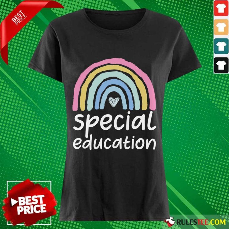 Nice Special Education Rainbow Heart Ladies Tee