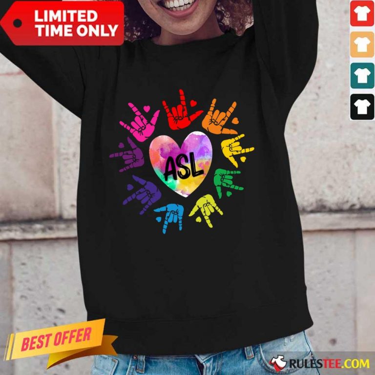 Perfect Asl Love Hands Watercolor Long-Sleeved