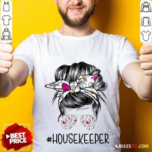 Perfect Housekeeper Girl Bun Hair Glasses Shirt