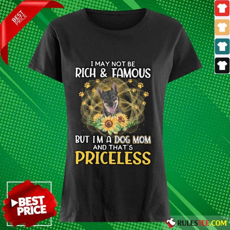 Perfect Swedish Vallhund I May Not Be Rich And Famous But I Am A Dog Mom And That Is Priceless Ladies Tee