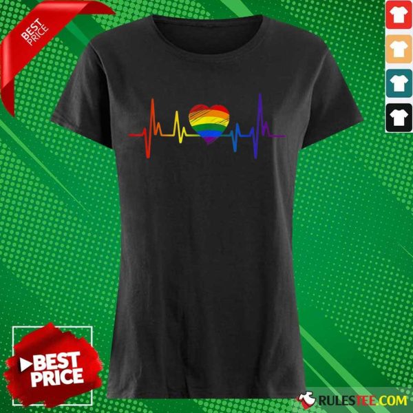 Premium LGBT Pride Heartbeat Ladies Tee