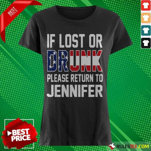 Pretty American Flag If Lost Or Drunk Please Return To Jennifer Ladies Tee