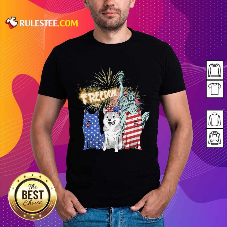 Freedom Shiba Inu Statue Of Liberty USA Flag Shirt