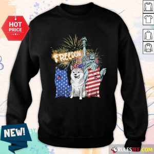 Freedom Shiba Inu Statue Of Liberty USA Flag Sweater