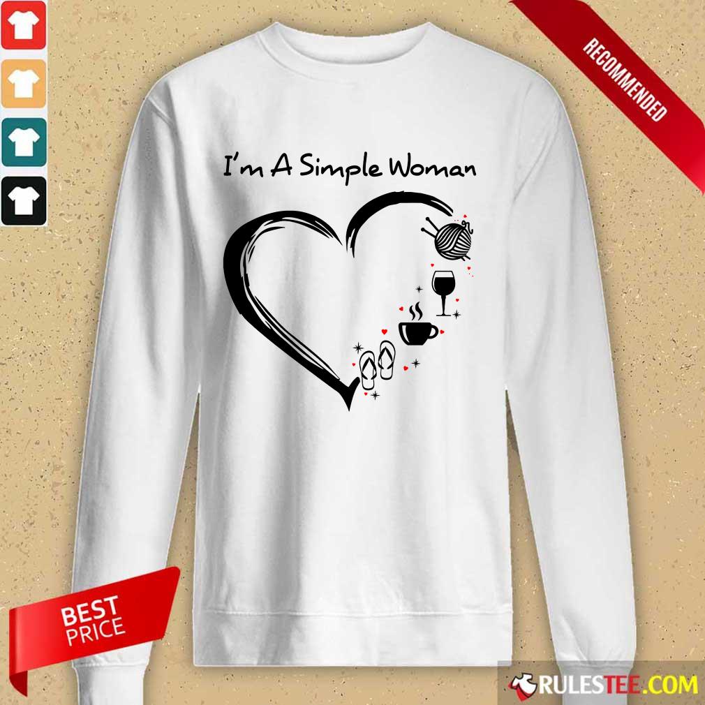 I’m A Simple Woman Heart Flip Flop Knitting Wine Long-Sleeved