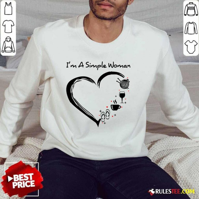 I’m A Simple Woman Heart Flip Flop Knitting Wine Sweater