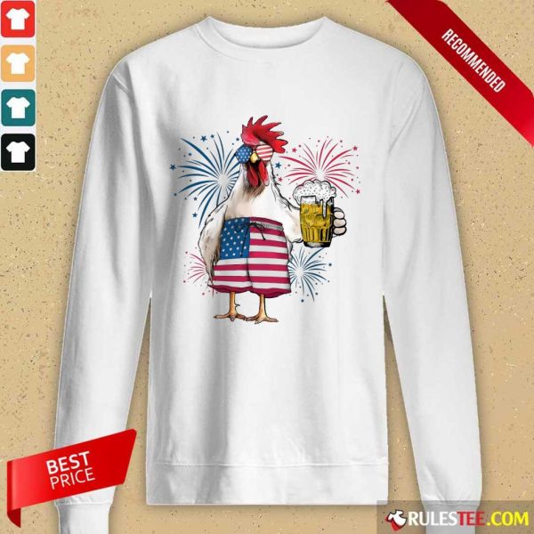 Chicken Drink Beer Independence Day Long-Sleeved
