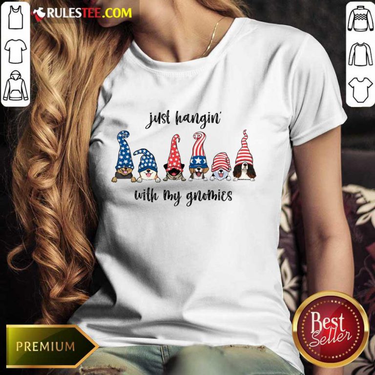 Dogs Just Hangin' With My Gnomies Ladies Tee