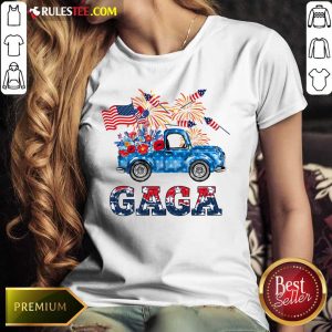 Gaga Flower Pickup Truck American Flag 4th Of July Ladies Tee