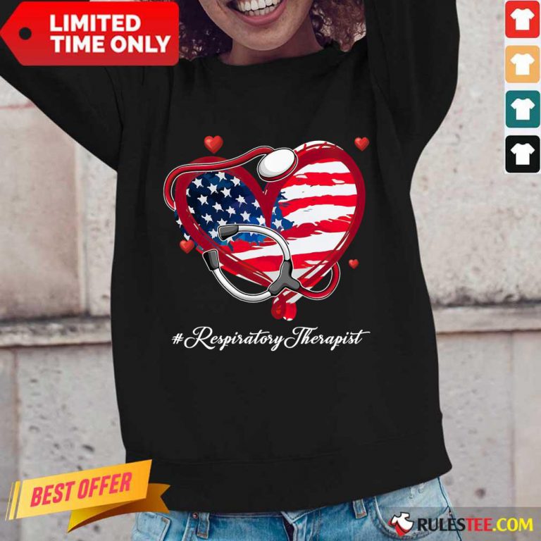 Heart American Flag Respiratory Therapist Long-Sleeved