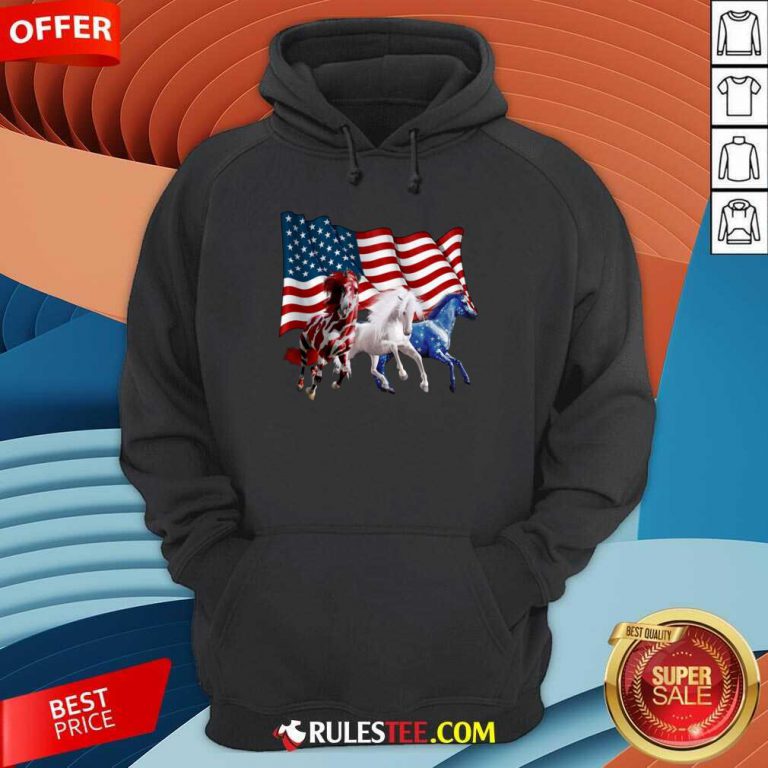 Horse American Flag Independence Day Hoodie