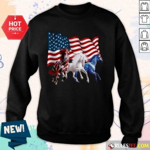Horse American Flag Independence Day Sweater