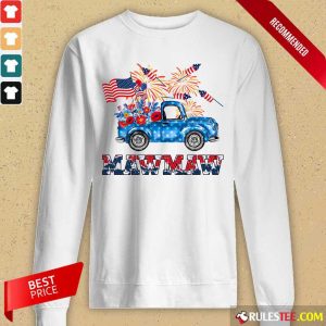 Mawmaw Flower Pickup Truck American Flag 4th Of July Long-Sleeved