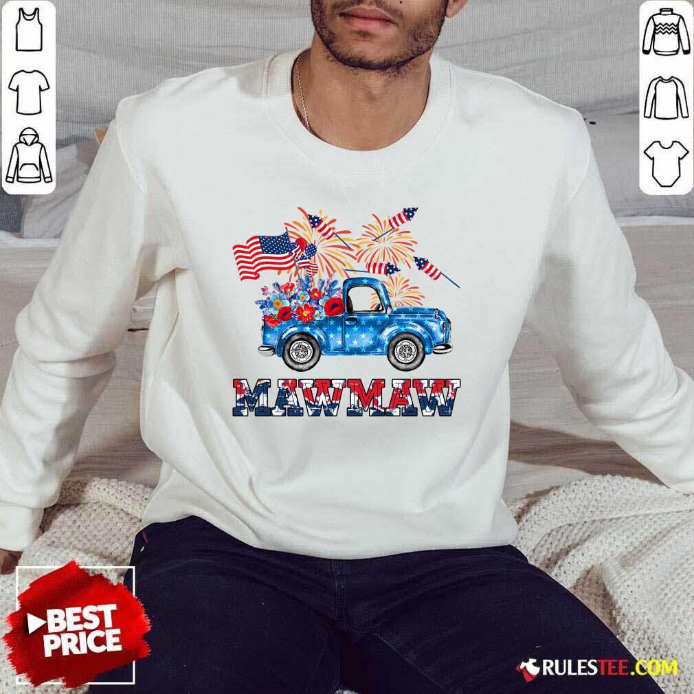Mawmaw Flower Pickup Truck American Flag 4th Of July Sweater