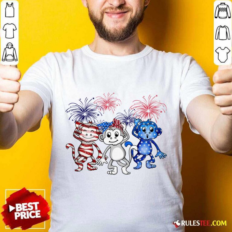 Monkey Firework American Flag Shirt