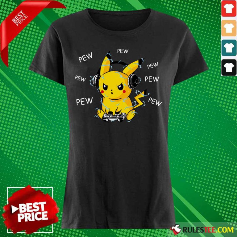 Pikachu Play Game Pew Pew Ladies Tee