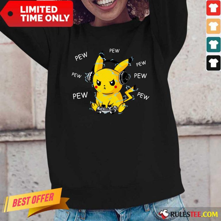 Pikachu Play Game Pew Pew Long-Sleeved