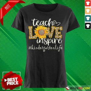 Teach Love Inspire Cute Sunflower Leopard Kindergarten Life Ladies Tee