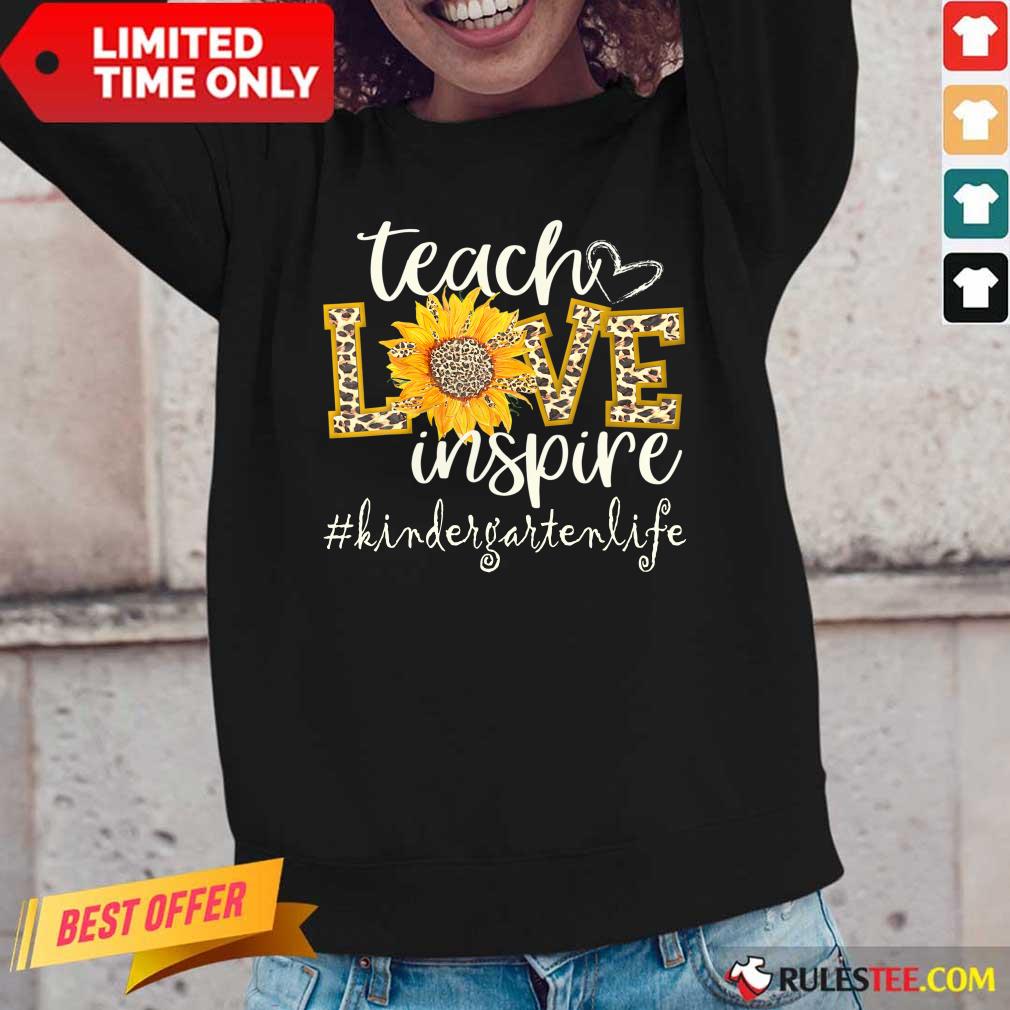 Teach Love Inspire Cute Sunflower Leopard Kindergarten Life Long-Sleeved