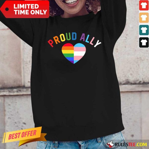 Top Proud Ally LGBT Rainbow Transgender Pride Heart Long-Sleeved