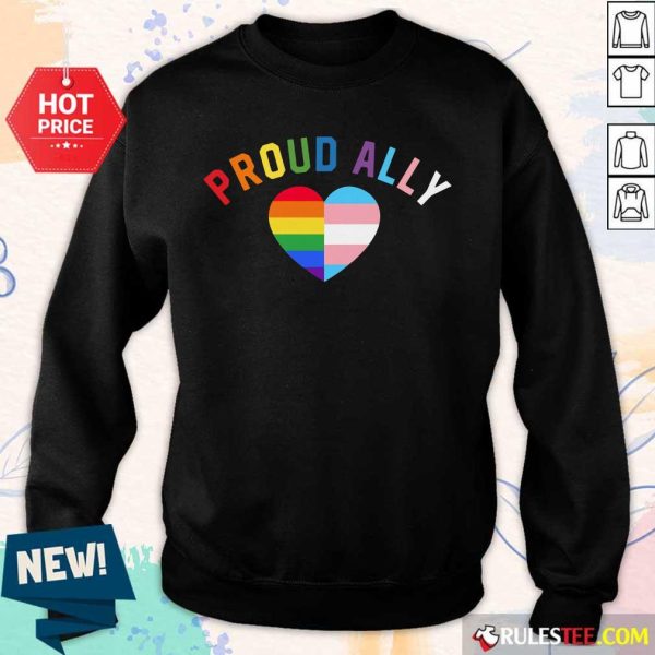 Top Proud Ally LGBT Rainbow Transgender Pride Heart Sweater