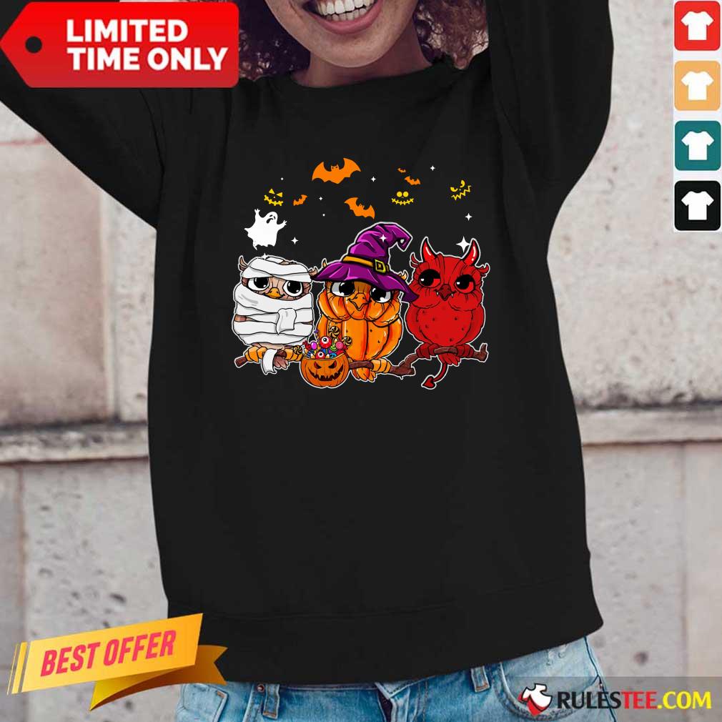 Witch Owl Scary And Cute Halloween Long-Sleeved
