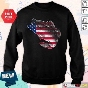 Bass Fishing American Flag 4th Of July Sweater