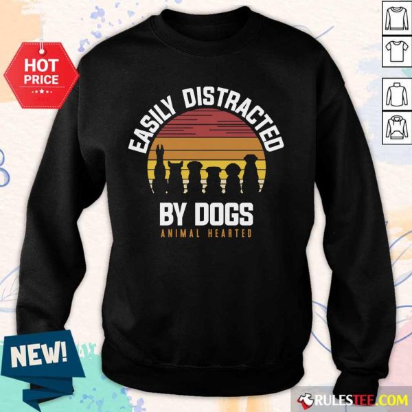 Hot Easily Distracted By Dogs Animal Hearted Vintage Sweater