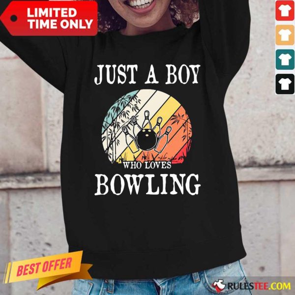 Just A Boy Who Loves Bowling Vintage Long-Sleeved