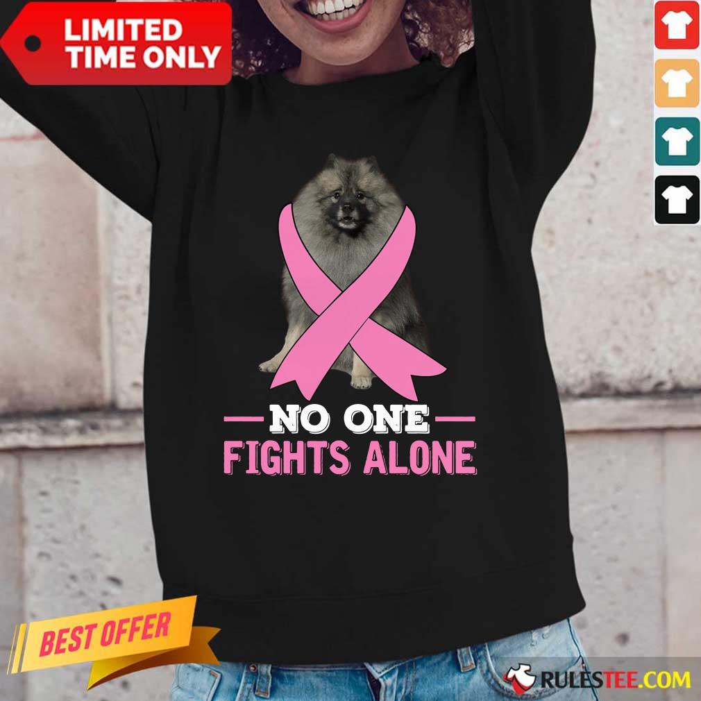 Keeshond No One Fights Alone Breast Cancer Awareness Long-Sleeved