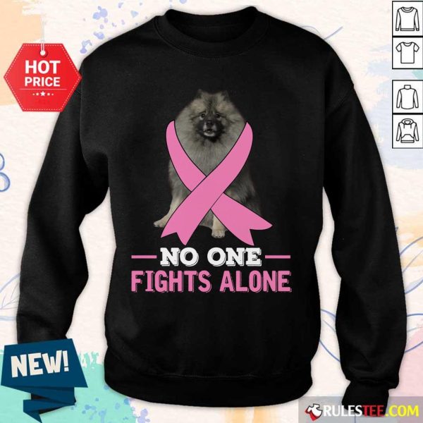 Keeshond No One Fights Alone Breast Cancer Awareness Sweater