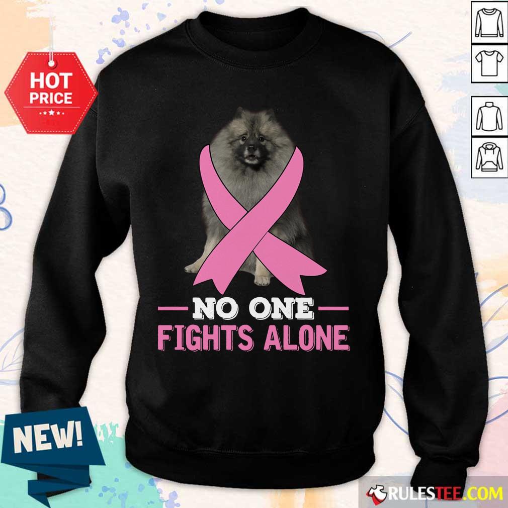 Keeshond No One Fights Alone Breast Cancer Awareness Sweater