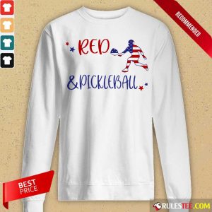 Red And Pickleball American Flag Independence Day Long-Sleeved