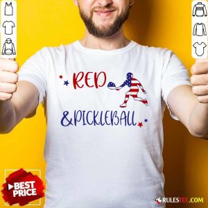 Red And Pickleball American Flag Independence Day Shirt