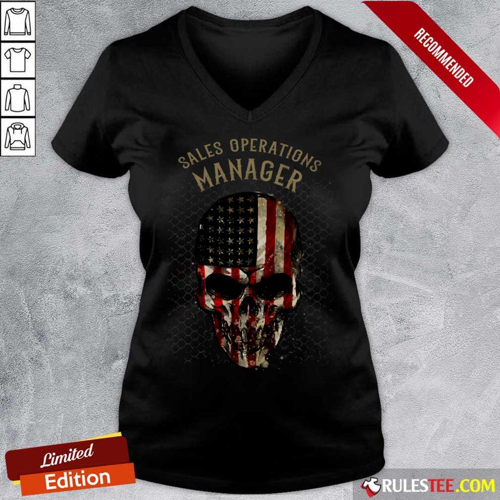 Skull Sales Operations Manager American Flag V-neck