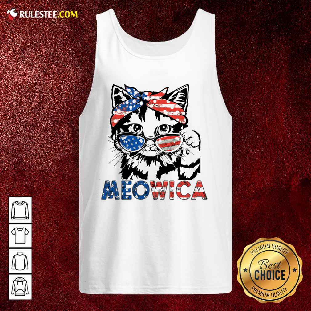 Meowica Cat 4th Of July Patriotic American Flag Tank Top