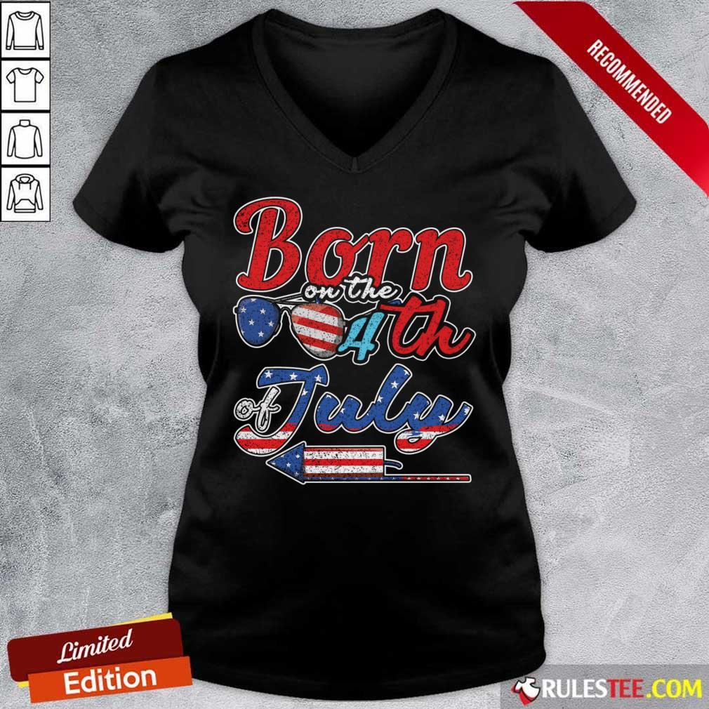Born On The 4th Of July American Flag V-neck