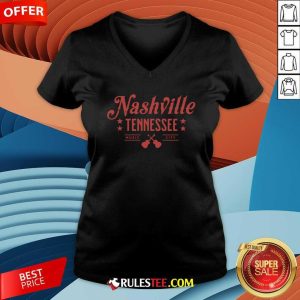 Nashville Tennessee Music City Guitar V-neck