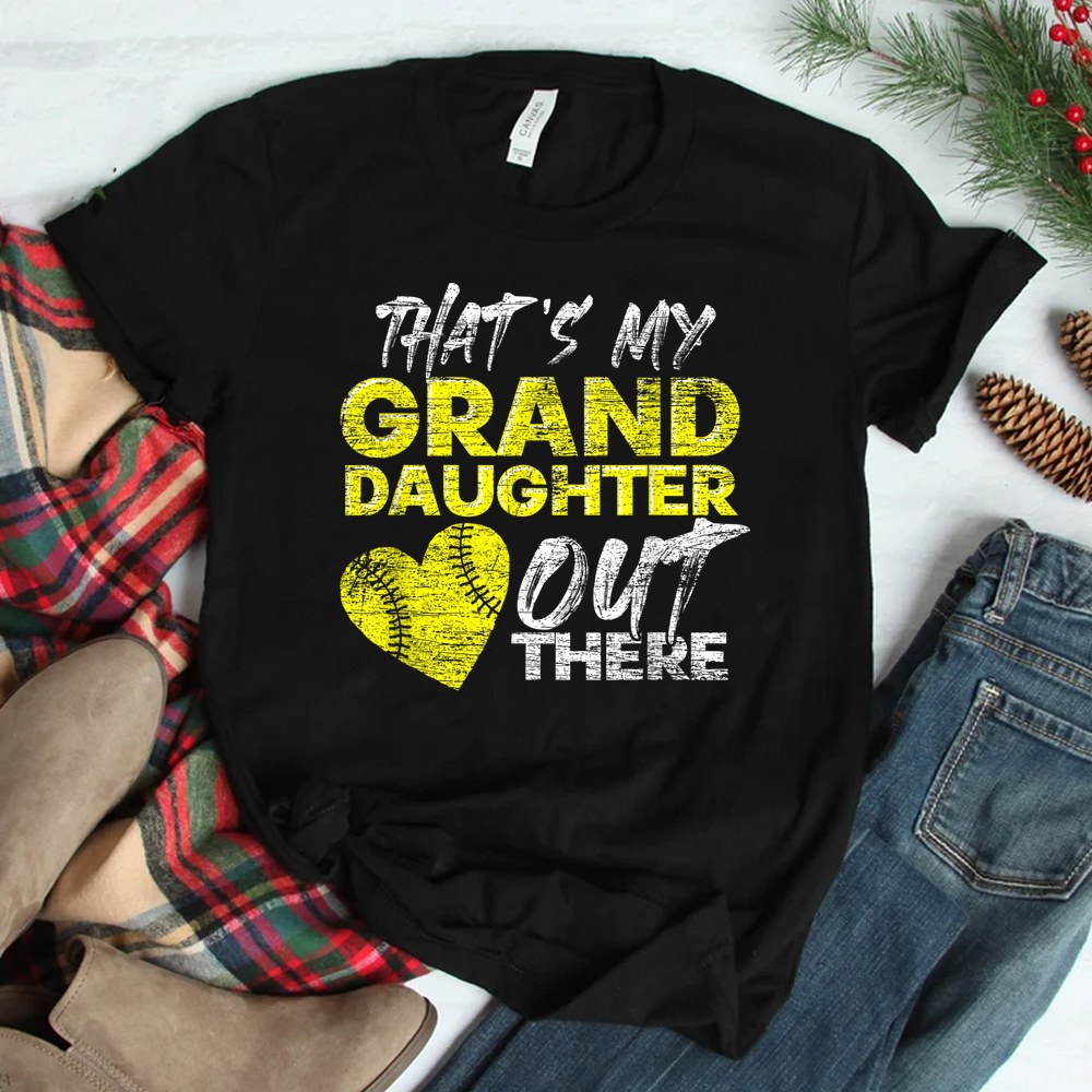 Ball Heart Thats My Granddaughter Out There Softball Shirt