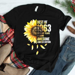 Best Of 1963 Sunflower Year Of Birth Birthday Shirt