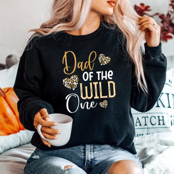 Dad Of The Wild One First Birthday Leopard Heart Matching Sweatshirt