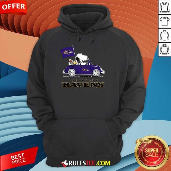 Snoopy And Woodstock Ride The Baltimore Ravens Car Hoodie