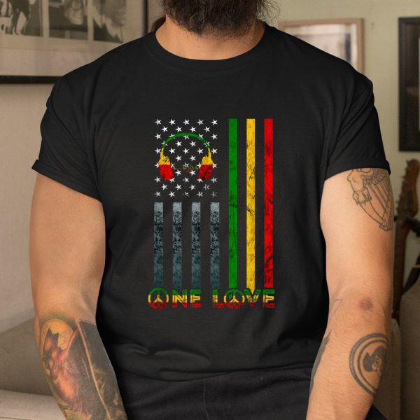 One Love Usa American Flag Rasta Reggae Reggae Music Note Shirt