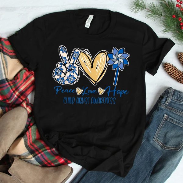 Pinwheel Peace Love Hope Child Abuse Prevention Awareness Shirt